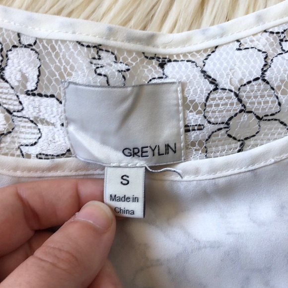 LIKE NEW Greylin White Floral Lace Sheer Blouse - Picture 3 of 8